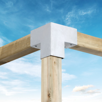 Paalverbinder voor pergola hoekstuk 3-kants 9x9 cm gegalvaniseerd