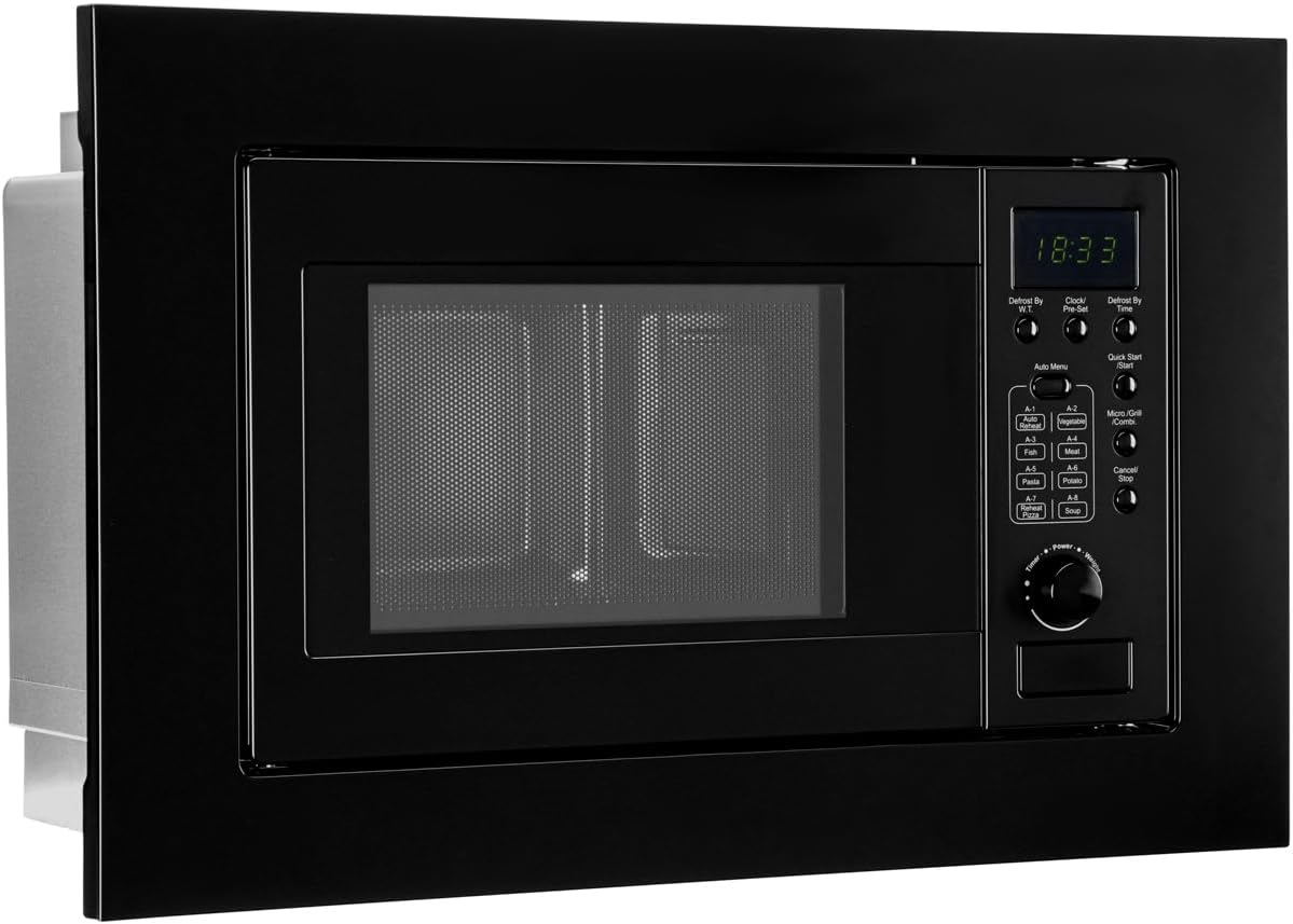 Bomann Einbaumikrowelle mit Grill | 60cm | 800W Mikrowelle | 1000W Grill | inkl. Grillrost und Drehteller | 20L Einbau Mikrowellengerät | MWG 2215 EB schwarz