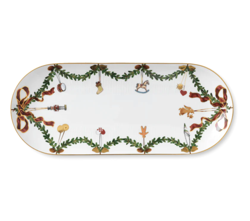 Royal Copenhagen  Stjerne Riflet ovalt jule fad - L39 cm.