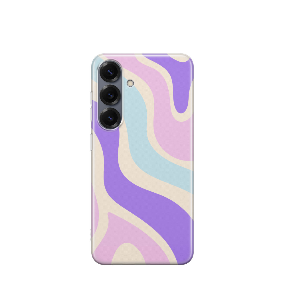 Samsung Galaxy S25 Gummi Hülle Abstrakte Wellen 4 - Lila-Violett
