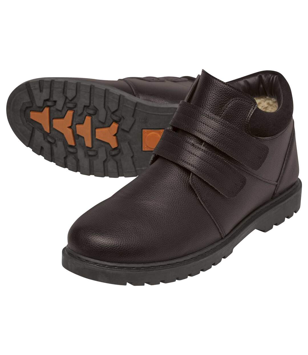 Boots Cuir Scratchées Doublées Sherpa