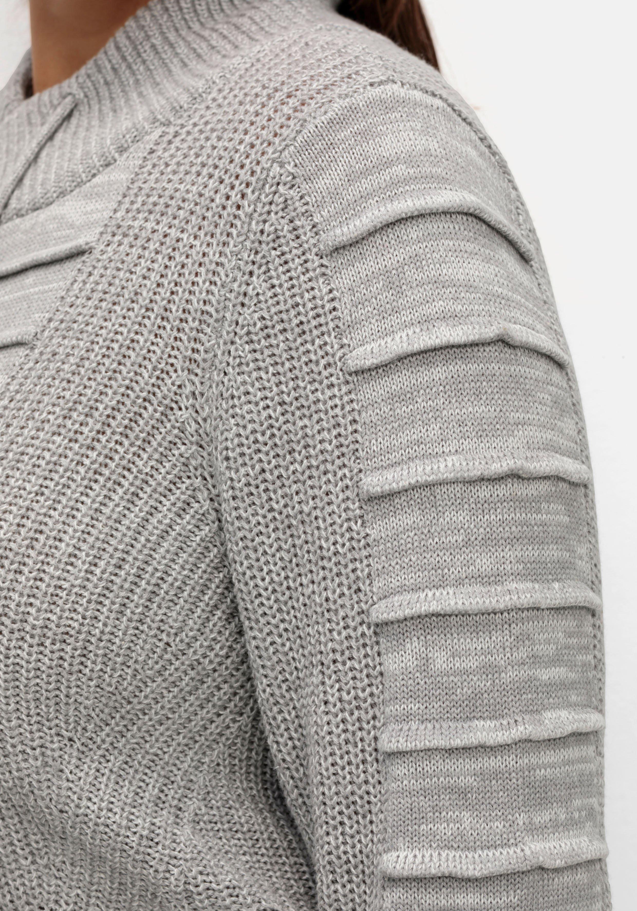 Longpullover mit Strukturmuster in Biesen-Optik