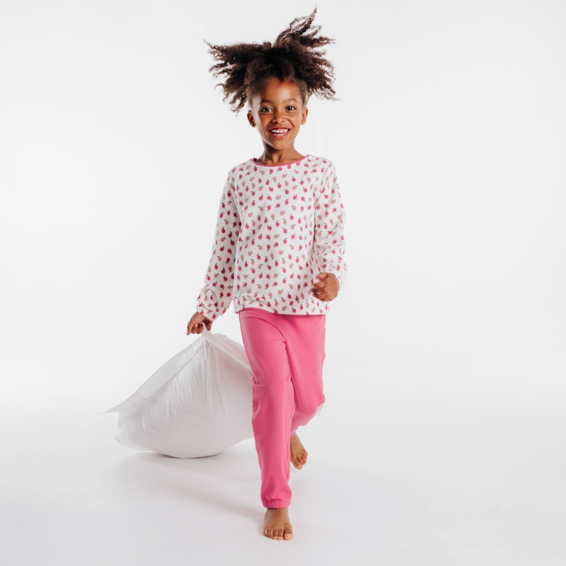 Pyjama 2 pièces en molleton léger rose fille