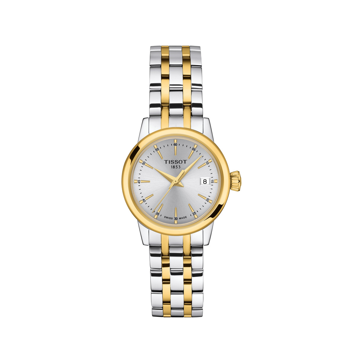 Montre TISSOT T-classic femme bracelet acier inoxydable bicolore jaune