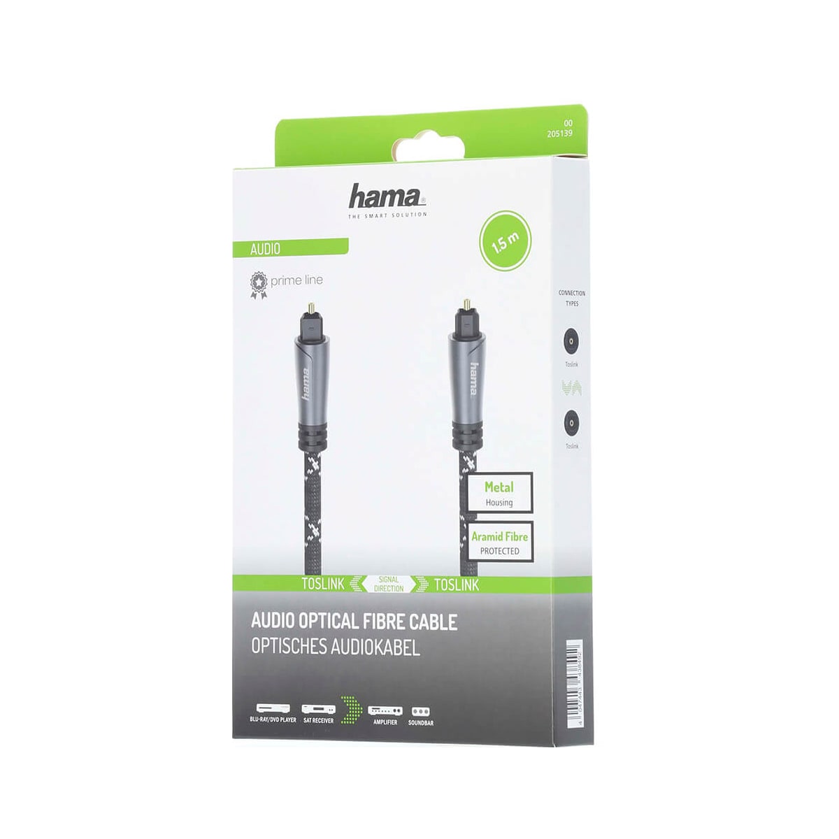 Hama optisk fiberkabel Toslink (metall/1,5 m)