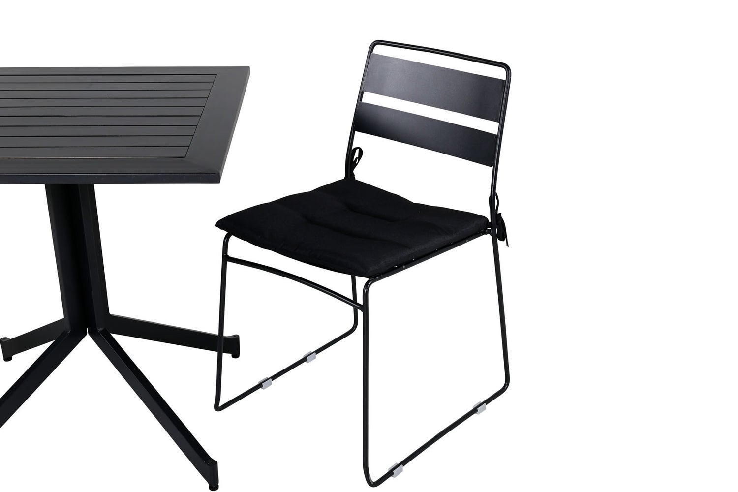 Way tuinset, tafel 70x70cm en 2 stoelen Lina, zwart. 70 x 70 x 72 cm