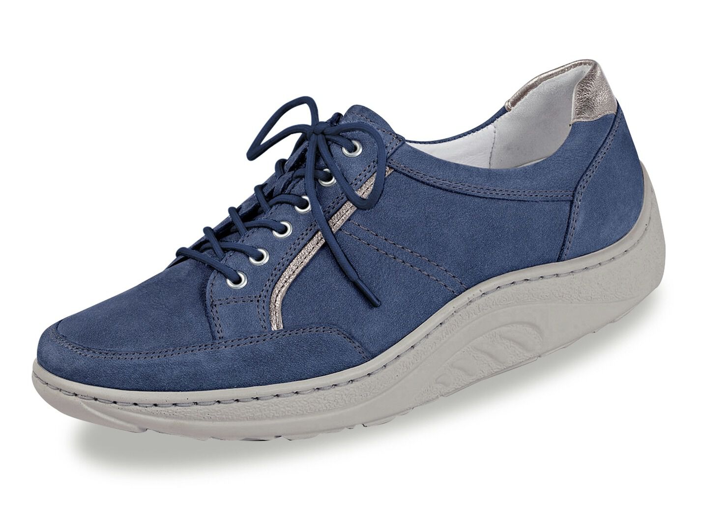 Waldläufer Schnürschuh mit edlen Metallicleder-Einsätzen