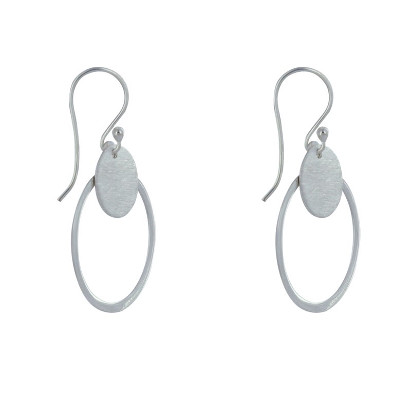Boucles d'Oreilles Argent Crochet Cercles et Pastilles Brossées