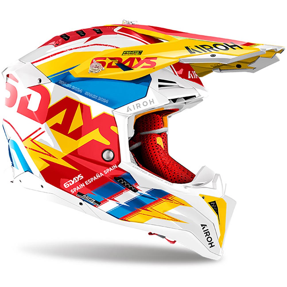 Airoh - Casque Aviator 3 Six Days Spain 2024 Jaune / Bleu / Blanc / Rouge / Brillant