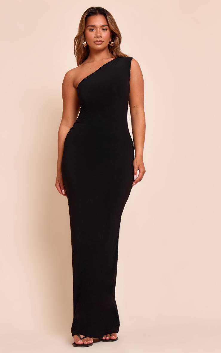 Noir Robe Maxi Asymétrique Froncée Sur Le Côté Shape