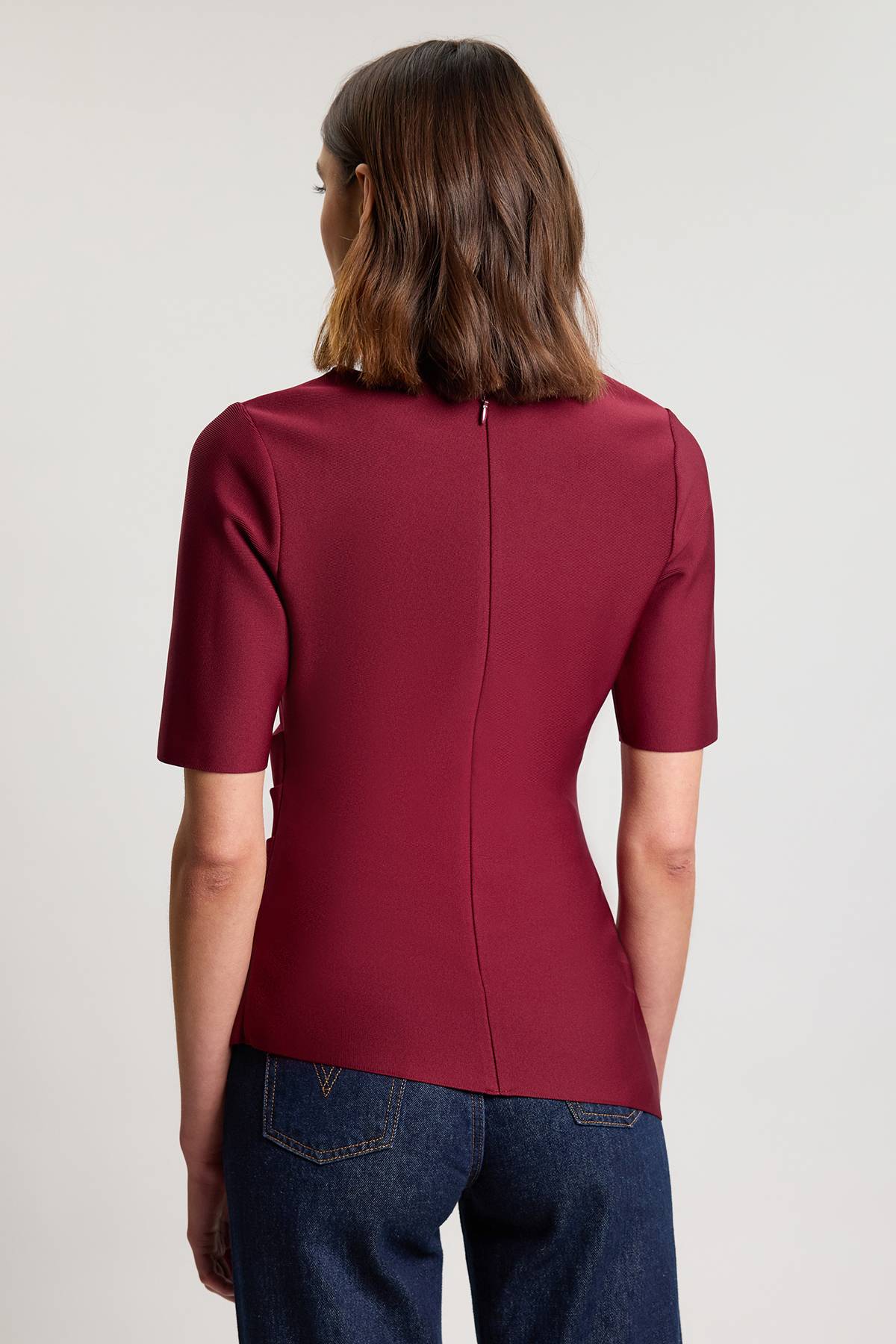 KarenMillen Haut À Manches Longues Asymétrique Effet Bandage