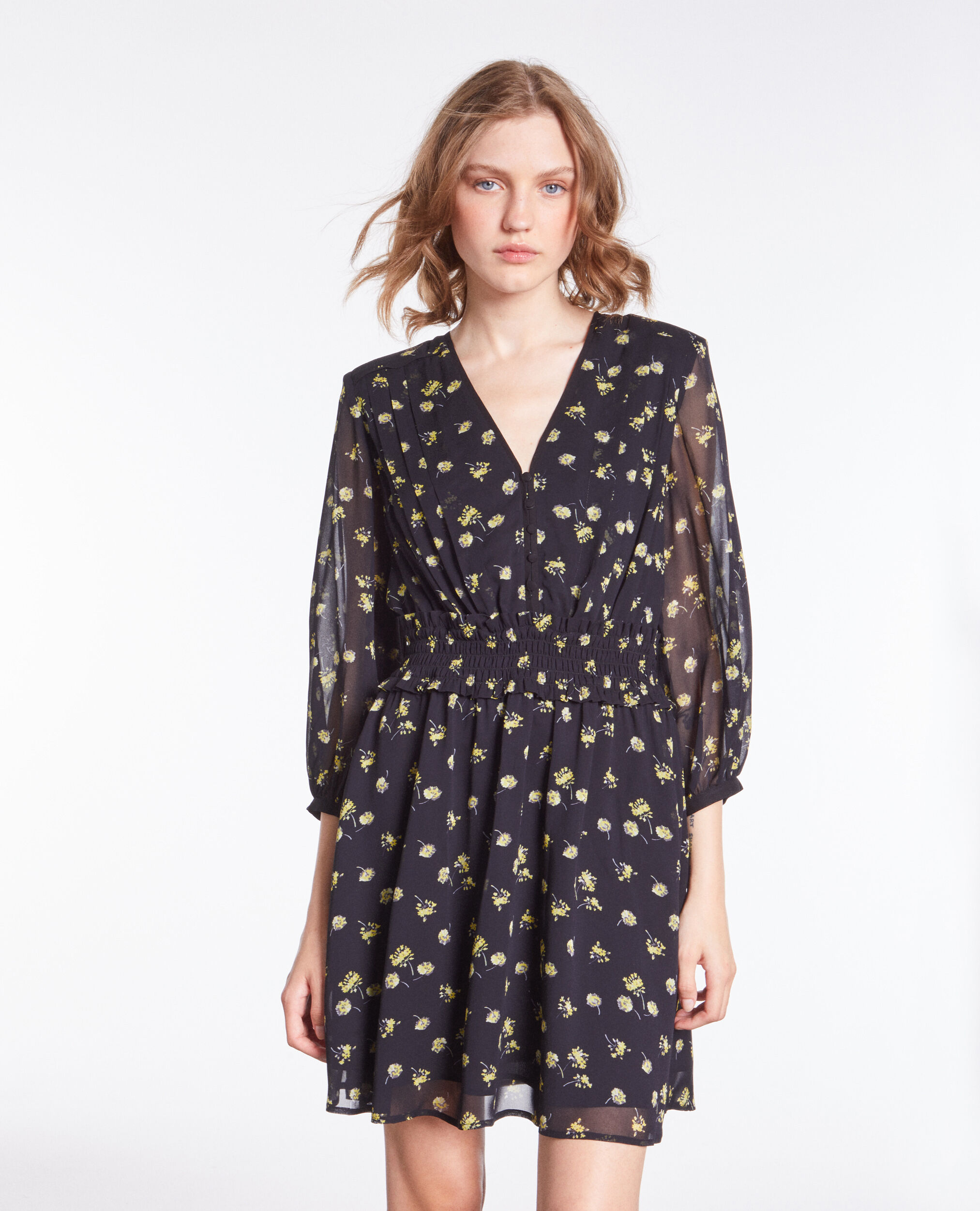 Robe courte imprimée avec boutonnage