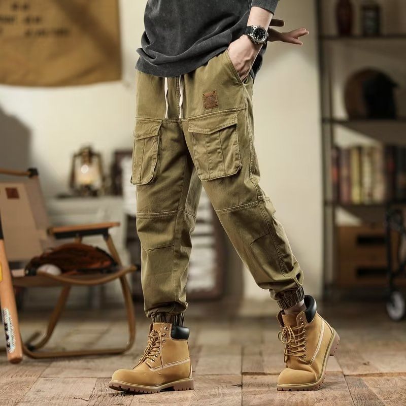 jaywoon - Effen cropped harem cargobroek met trekkoordtaille
