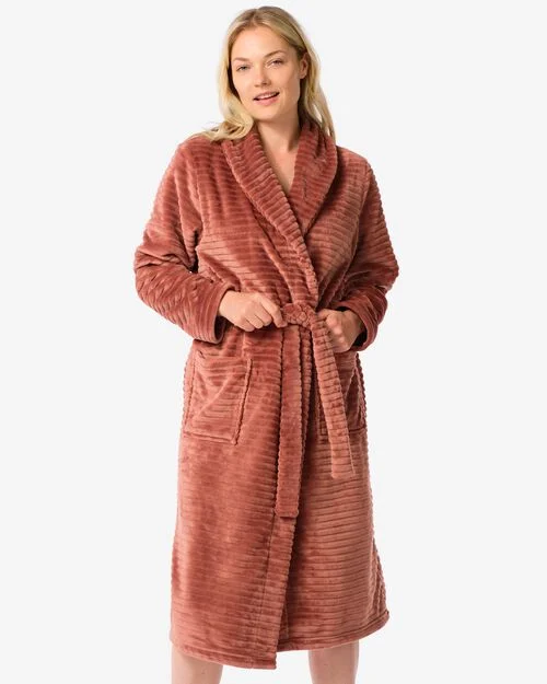peignoir femme long polaire marron clair
