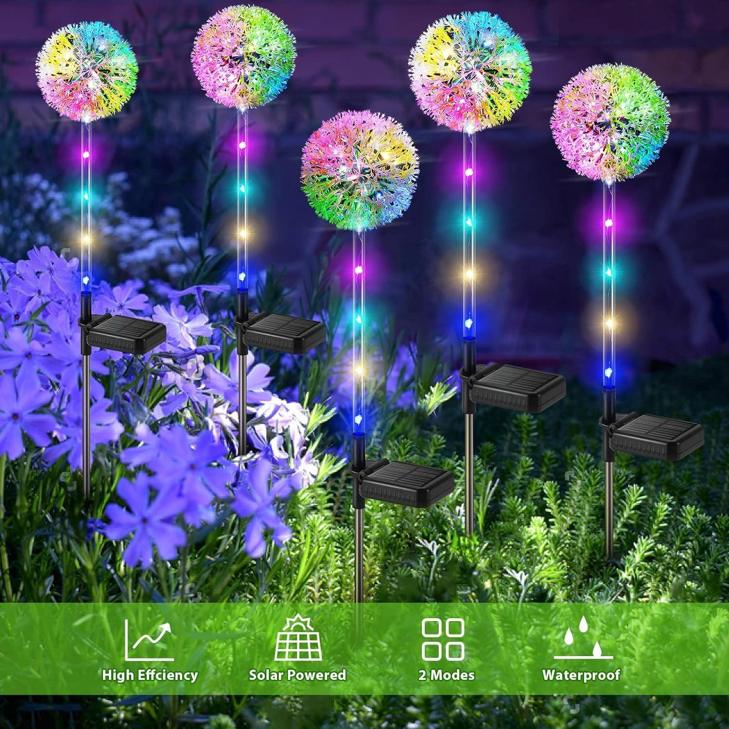 (4er Set) 69cm LED Solar Pusteblume Garten Deko Blumen Beleuchtung Outdoor Lampe IP65 - Bunt