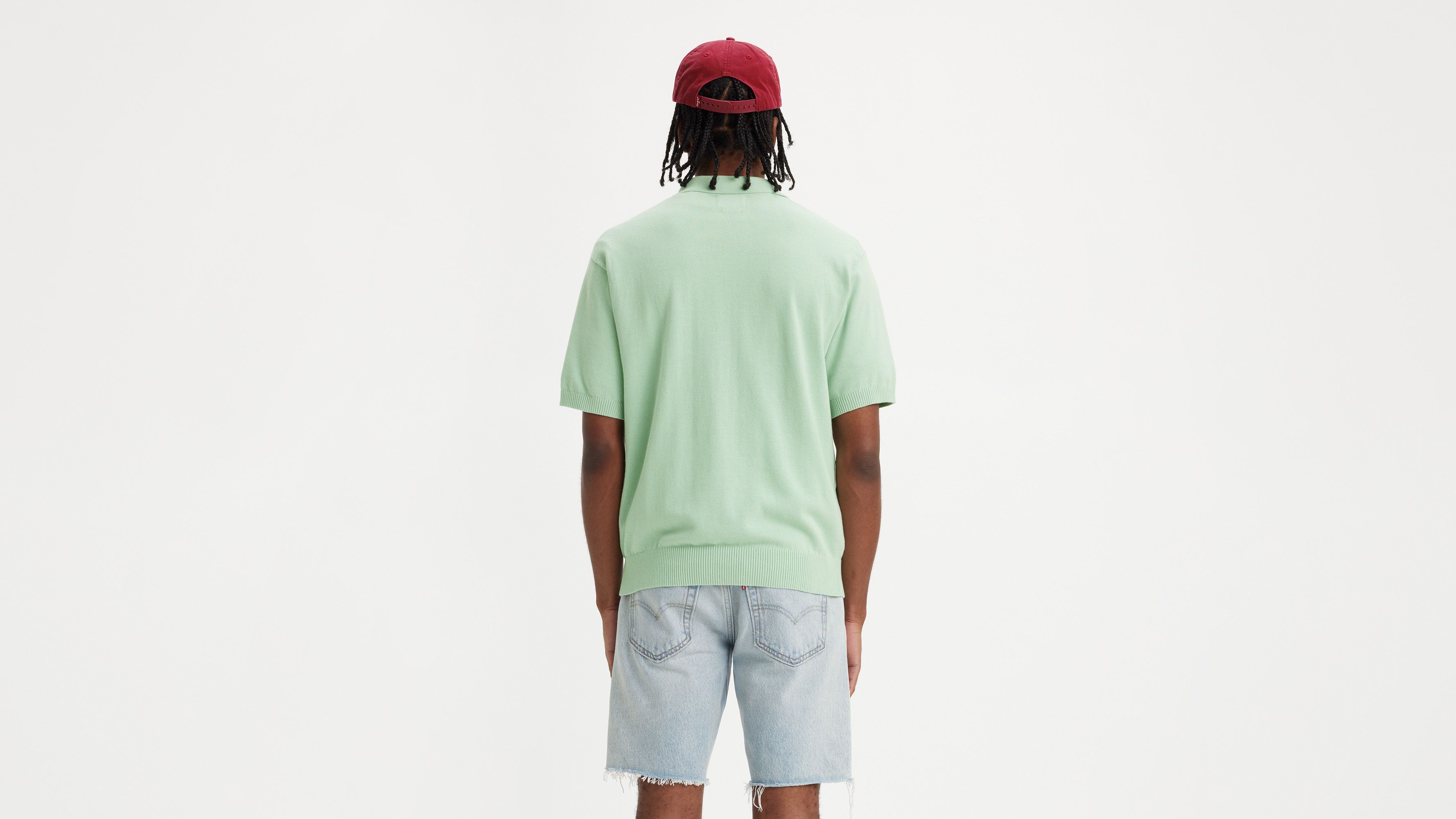 Pull-over col polo maille fine - Aqua Foam - Vert