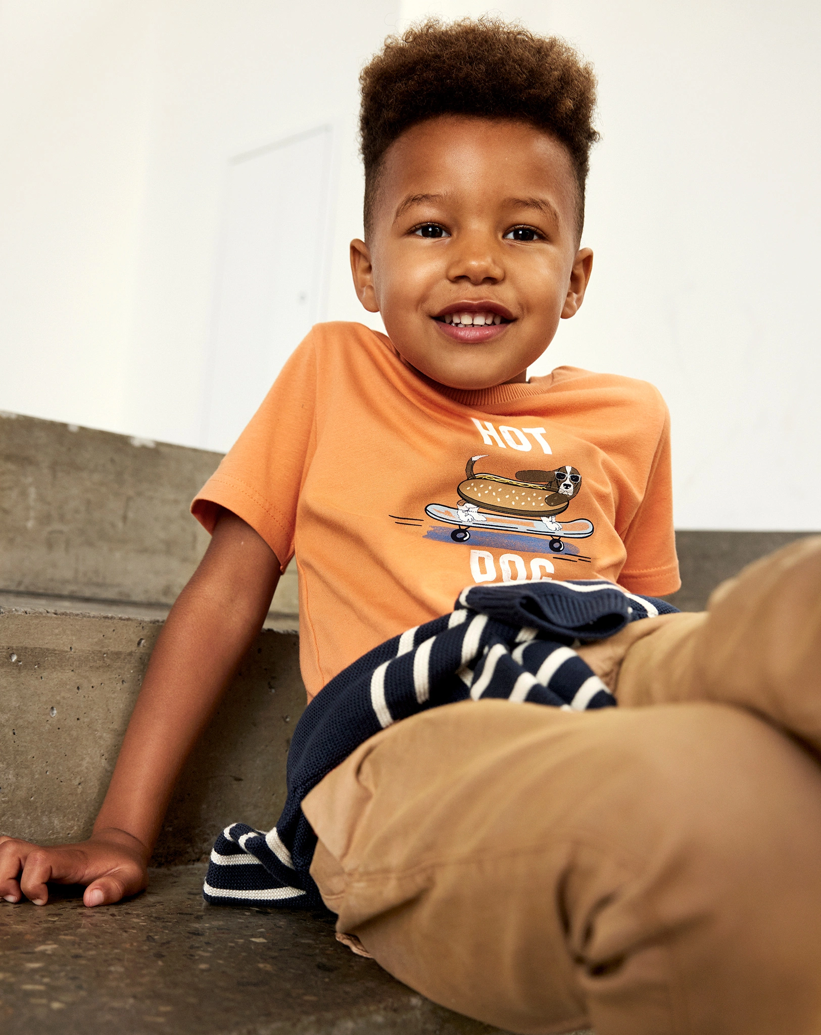 T-Shirt HOT DOG in coral gold