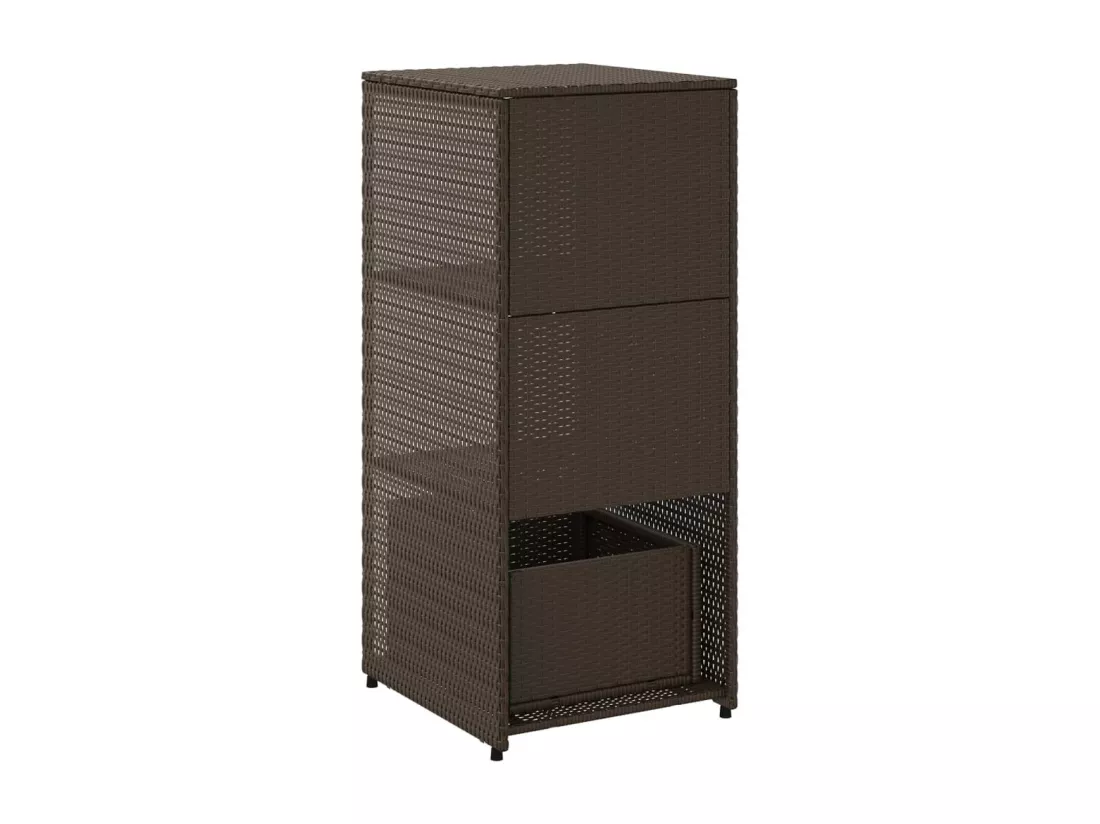 Armoire de rangement jardin marron 50x55x115 cm résine tressée