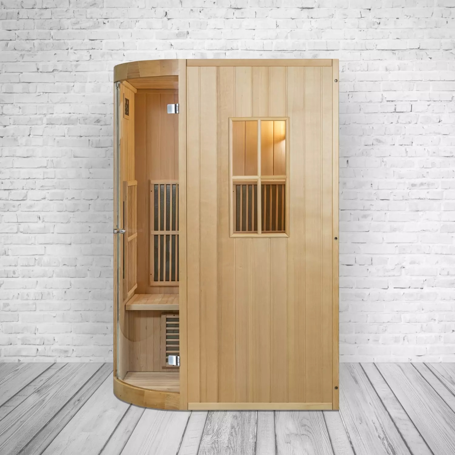 PureHaven Infrarotsauna kombiniert mit Saunaofen aus kanadischem Hemlockholz energiesparend Saunasteine - versch. Ausführungen