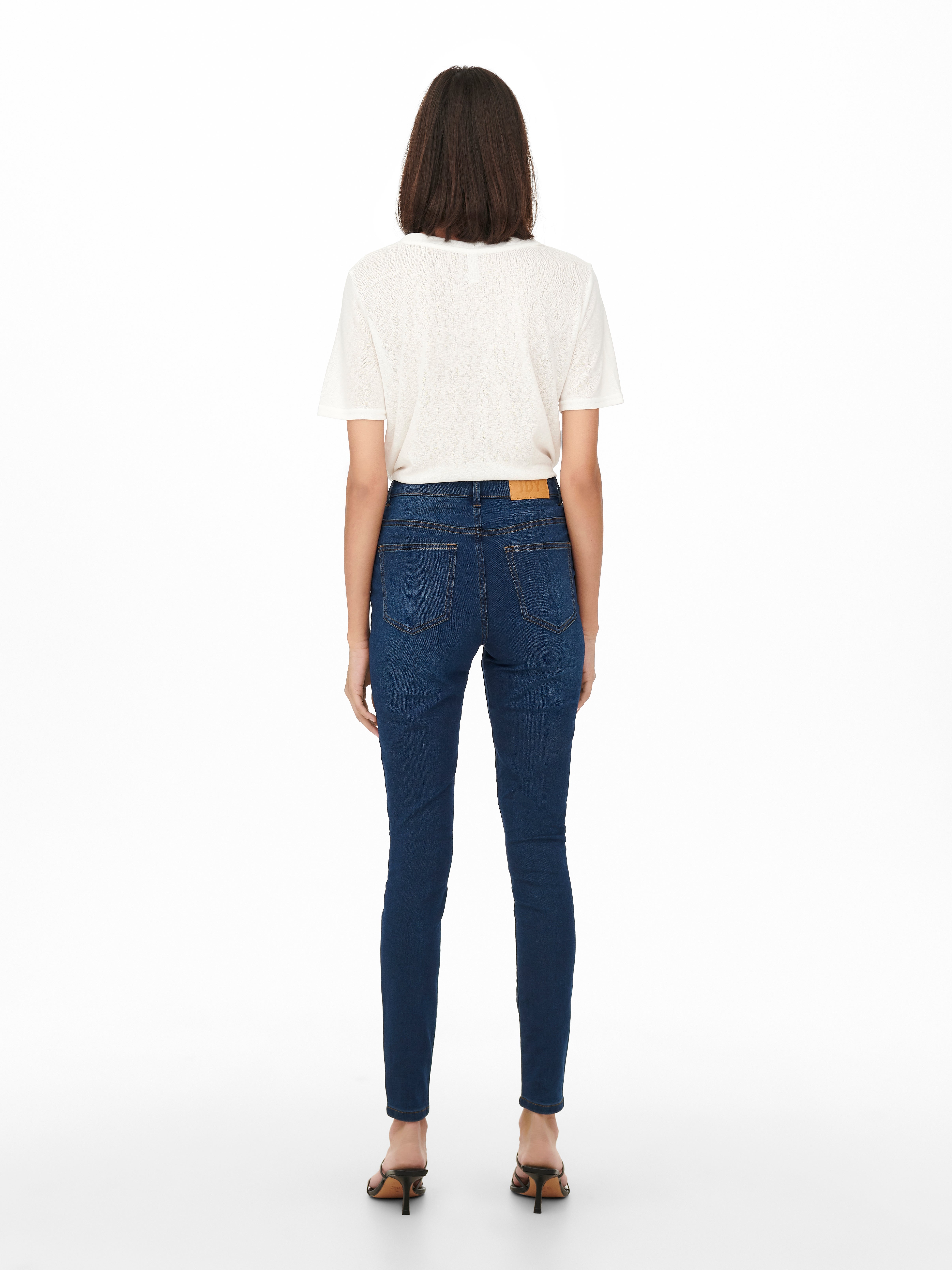 JDYTULGA Hohe Taille Skinny Fit Jeans Dark Blue Denim