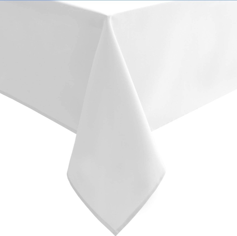 (140x260cm) Stoff Tischdecke Esszimmer Home Deko Tisch Tuch Uni Design - Weiss