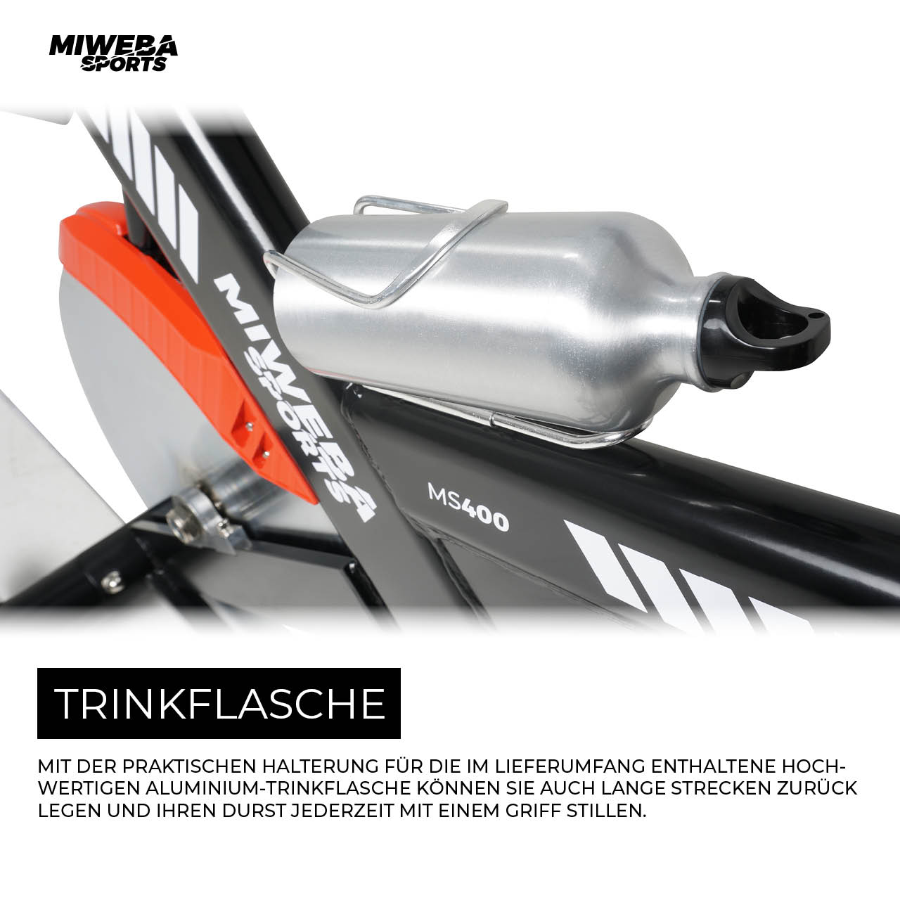 Miweba Sports Profi Indoor Cycle MS400, 22 kg Schwungrad, für zuhause geeignet (Schwarz)