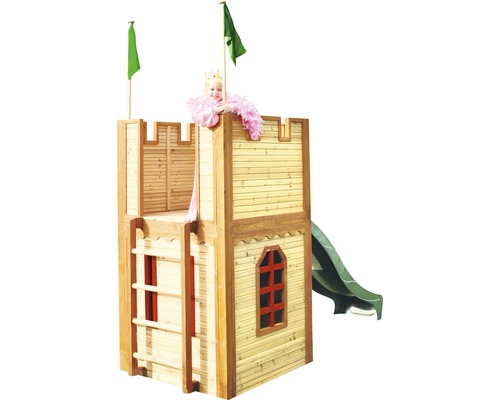 Arthur houten speeltoren met glijbaan, groen