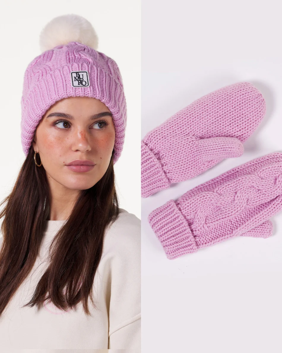 Vivid Cable Knit Pink Sett
