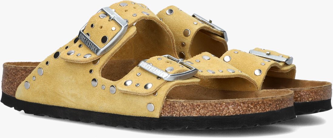 gele birkenstock teenslippers arizona rivet border