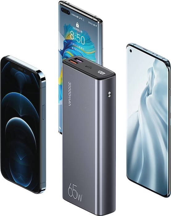 (65W) PB59 Super Mac Series 30000mAh Dual USB A / USB C Powerbank Power Delivery Ladegerät (US-CD165) - Grau