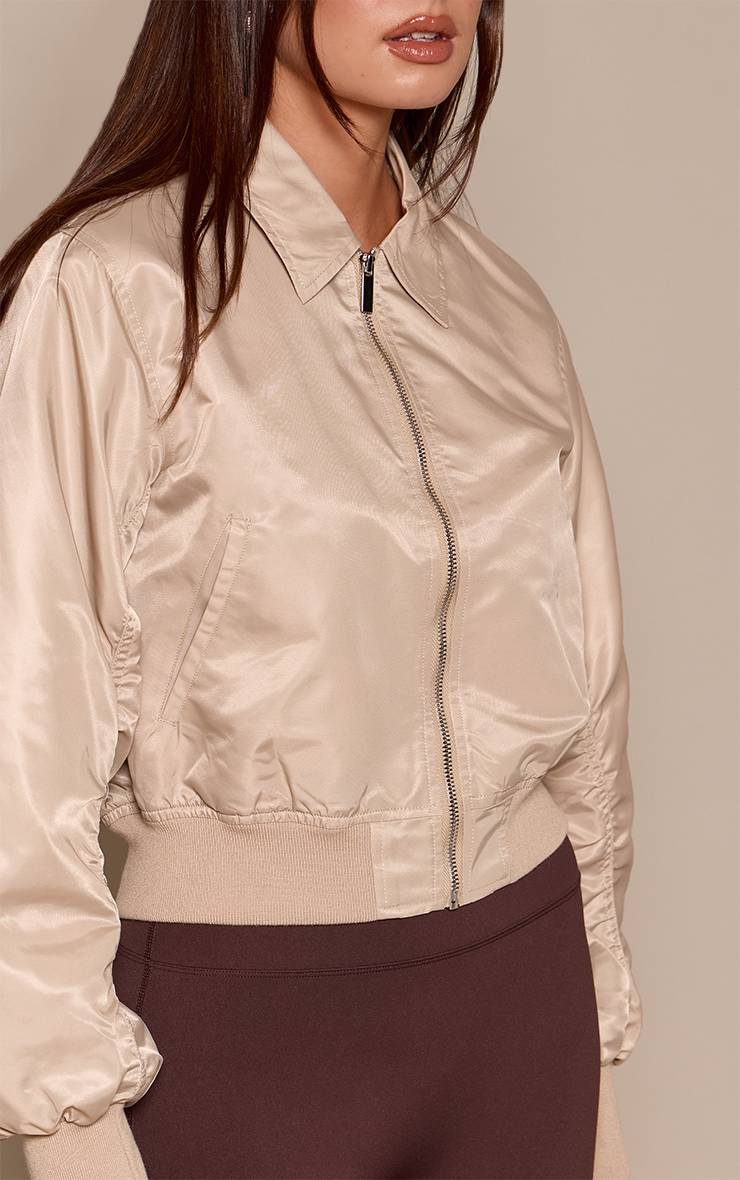 Gris Pierre Veste Bomber Courte En Nylon
