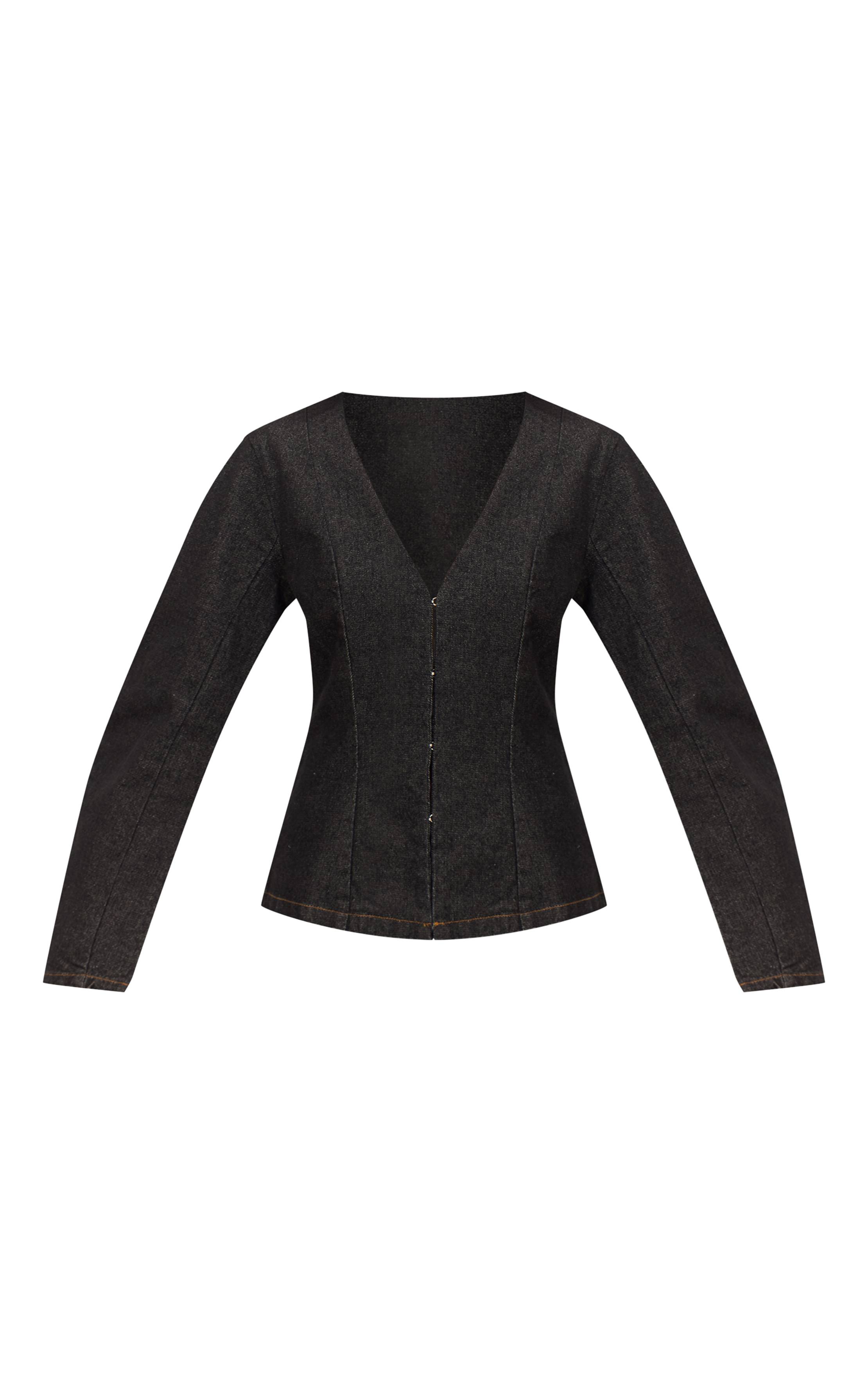 Bleu Indigo Foncé Blazer En Denim Indigo Brut À Manches Cocon