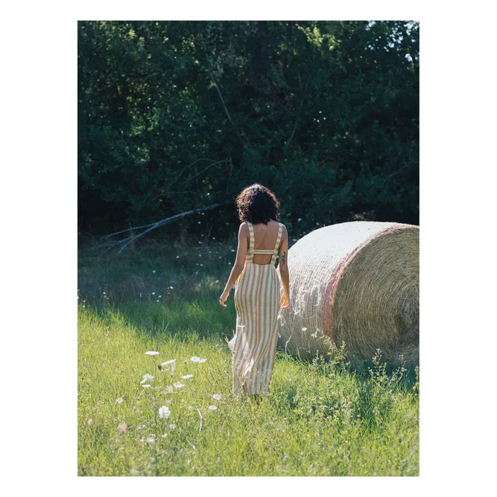 Soleil Soleil Robe Odette Rayures Lin | Beige