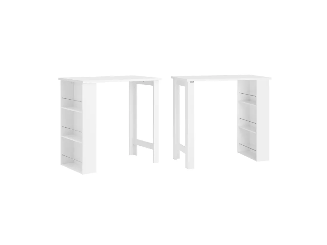 Table Haute De Bar Mange-debout Cuisine Avec Rangements, Blanc, Fwt17-w
