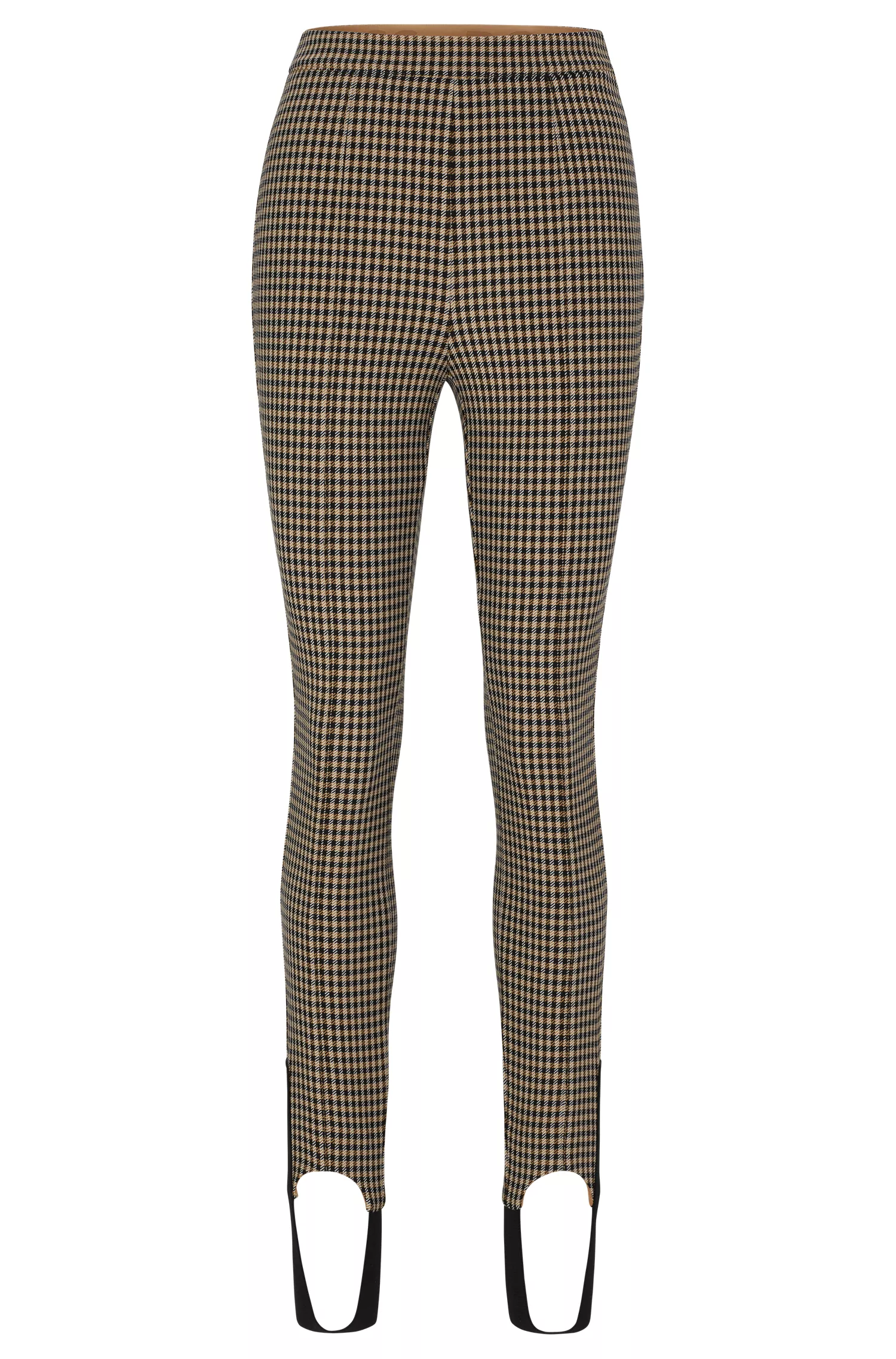Calça xadrez preta slim fit da BOSS com bainha em estribo.