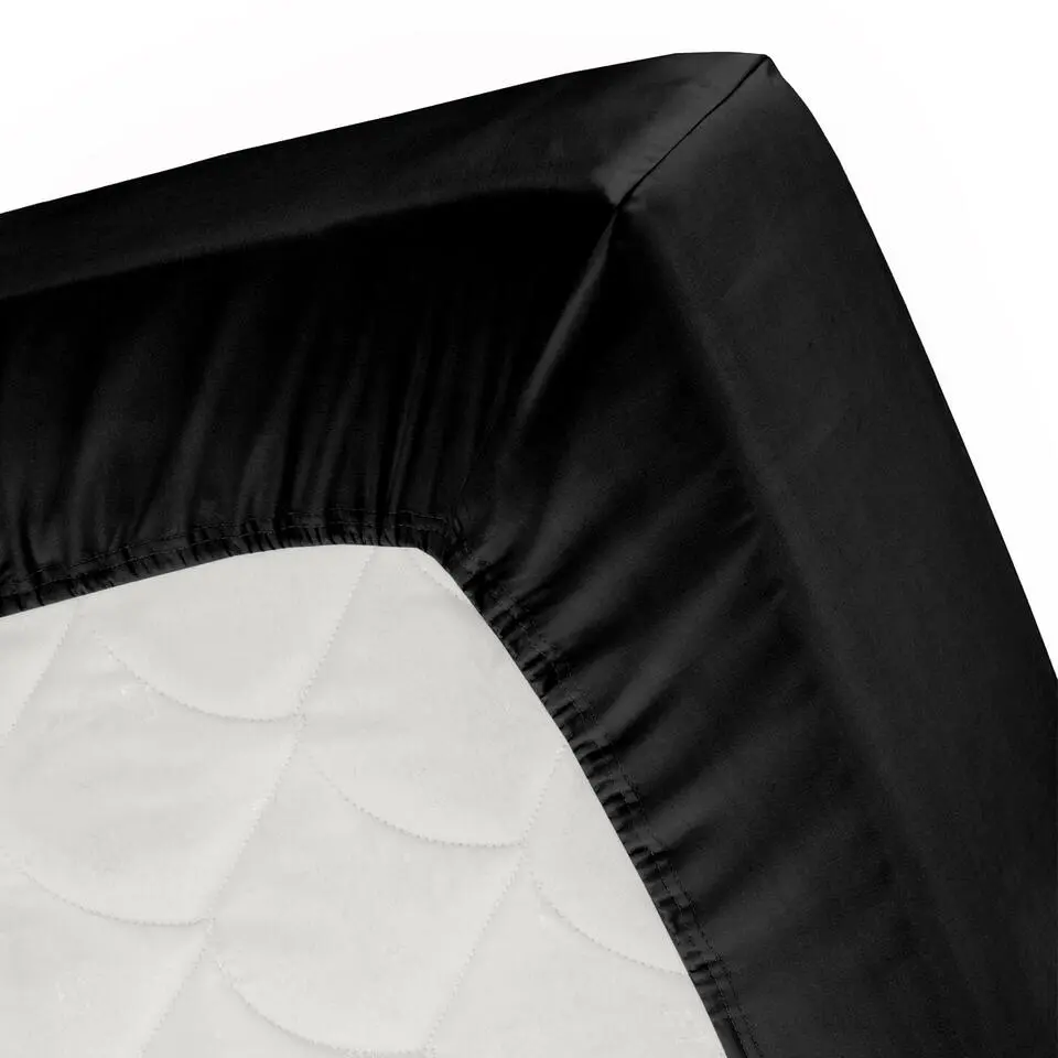 Cinderella Sundays - Hoeslaken (tot 30 cm) - Satijn - 160x220 cm - Black