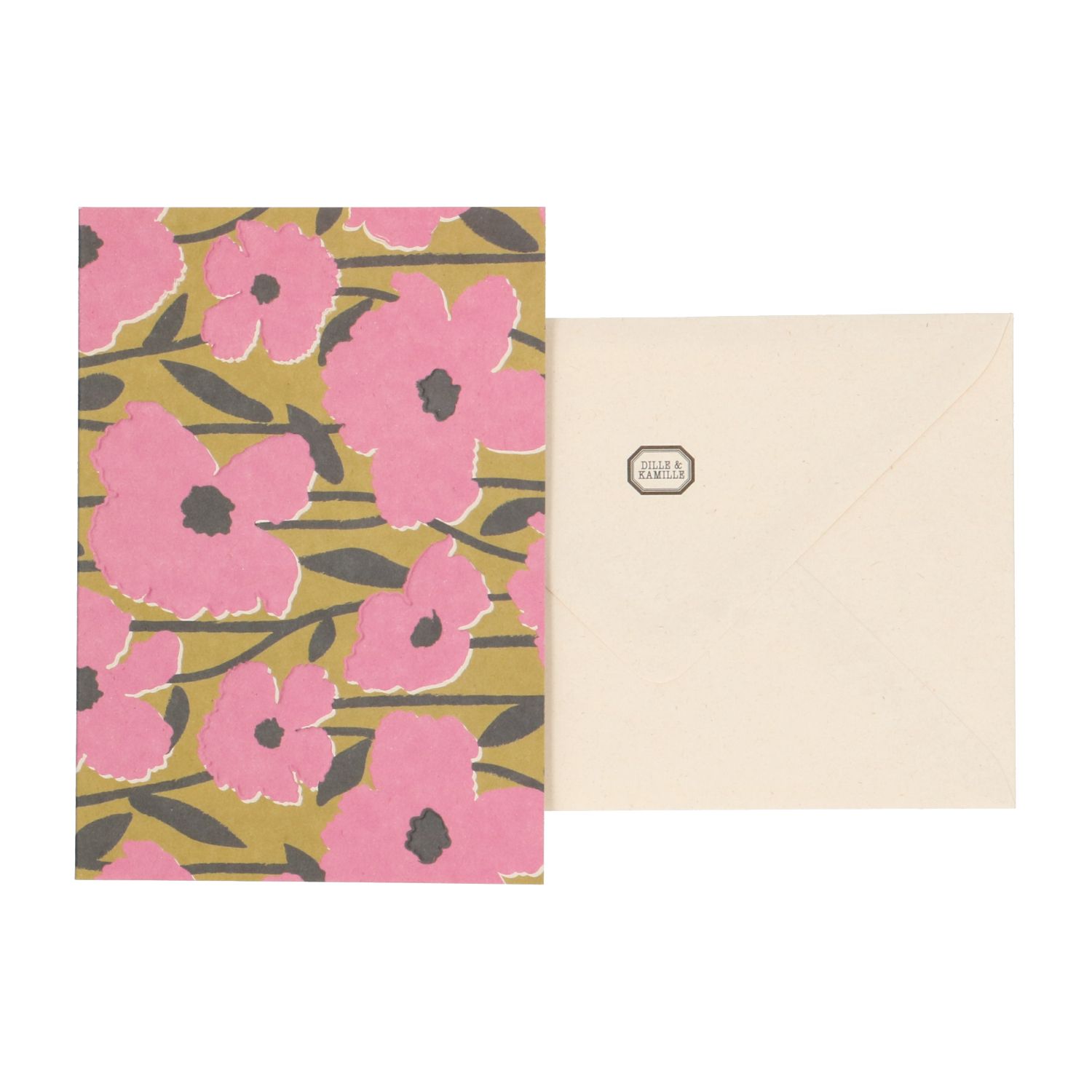 Kaart met envelop, klaprozen, roze