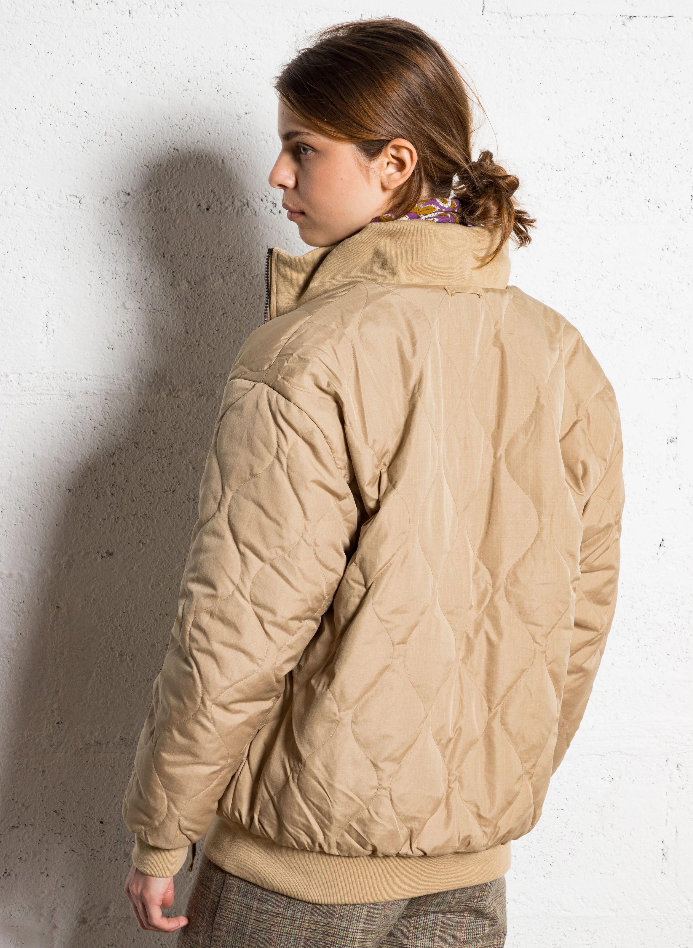 Veste droite réversible col montant | Beige