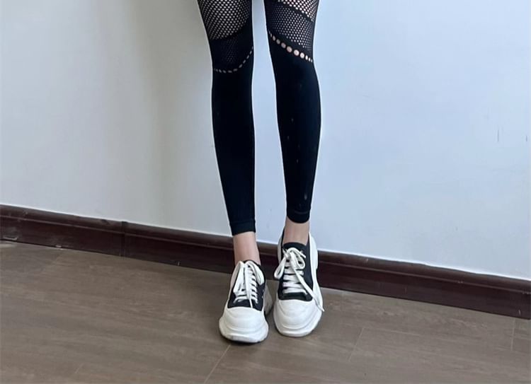 Arigne - Legging met hoge taille en mesh panelen