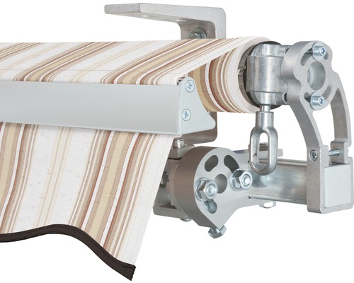 SOLUNA knikarmscherm Concept 3x2, doekdesign 6171, frame zilver E6EV1 geanodiseerd, aandrijving rechts inclusief slinger