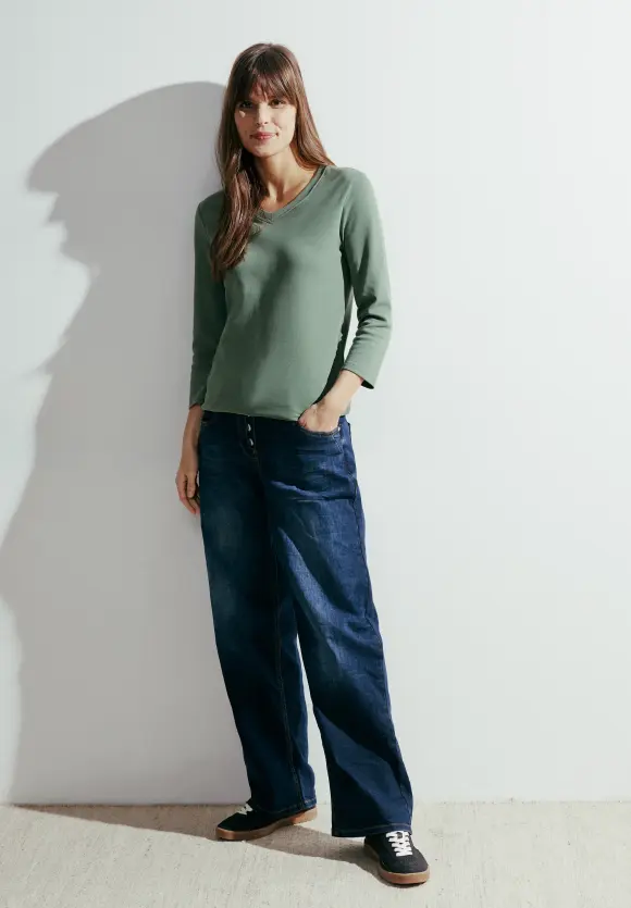 Basic Langarmshirt - raw salvia green