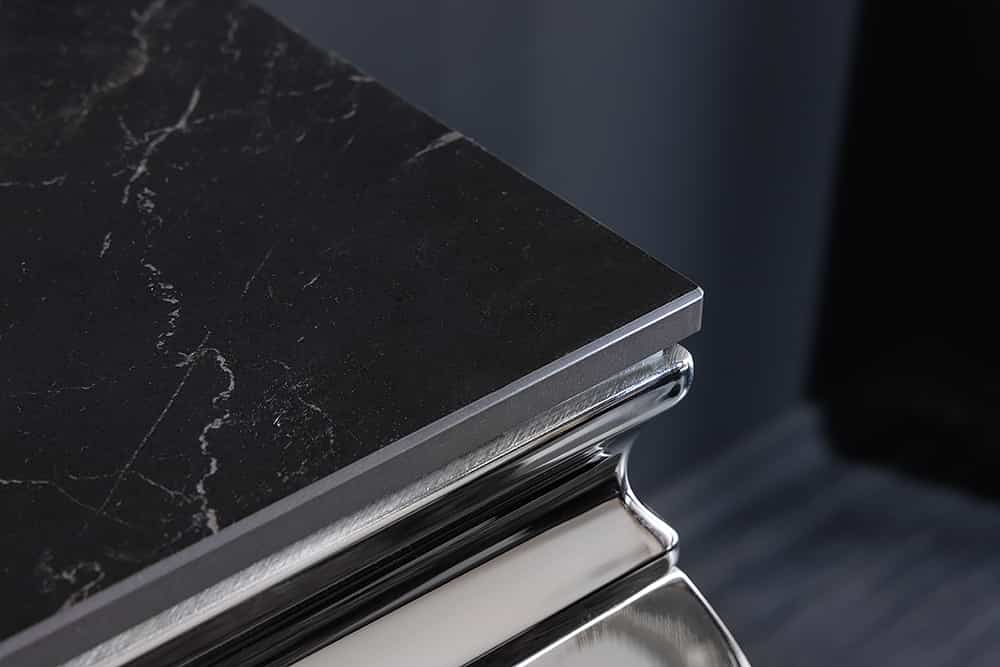 Design Konsolentisch MODERN BAROCK 140cm schwarz anthrazit chrom Keramik Marmor