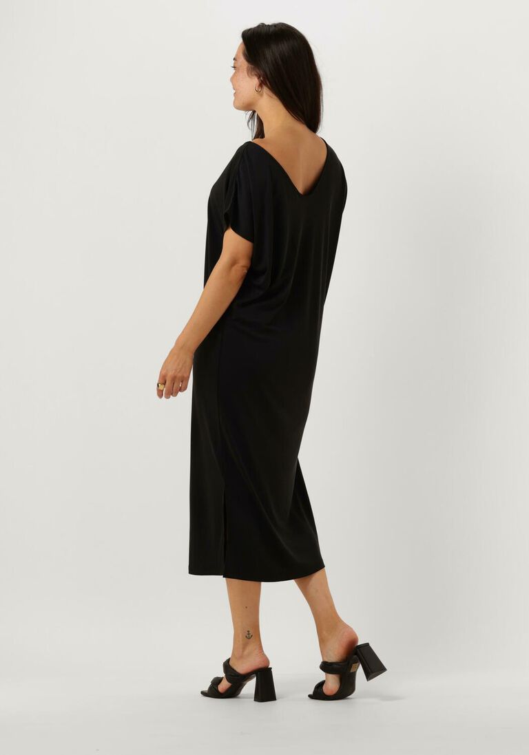 MINUS zwarte minus midi jurk ophelia boat neck short sleeve midi modal dress