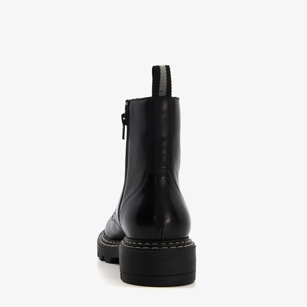 Harper leren dames veterboots zwart