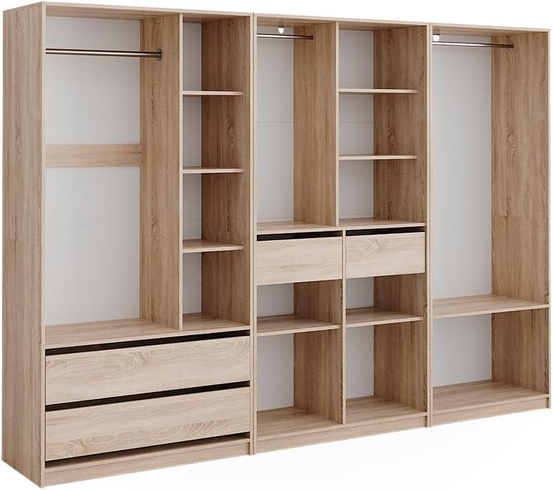Vicco Kleiderschrank Elmo, Sonoma, 280 x 200 cm 3er Set