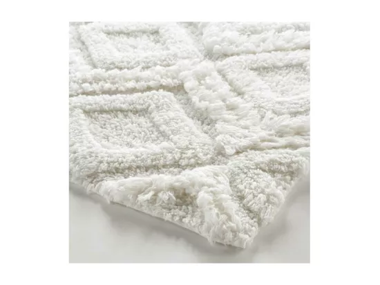 Tapis de Bain 50 x 80 cm Ikatis Blanc/Blanc - Coton Jacquard