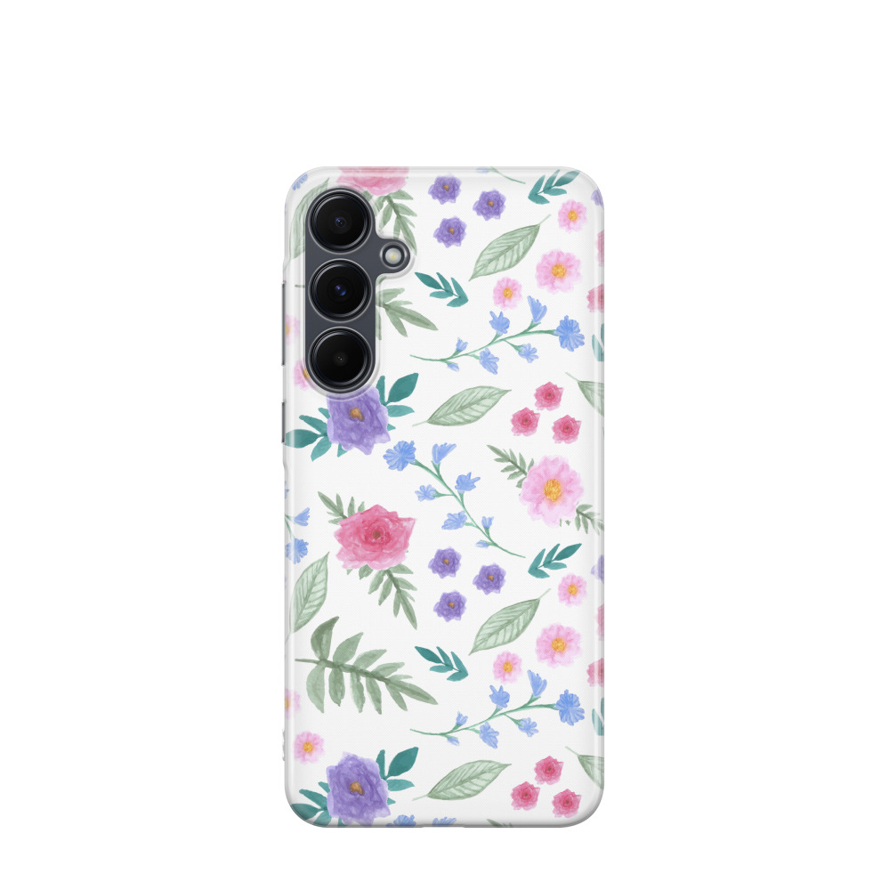 Samsung Galaxy A55 Gummi Hülle Sanfter Blütenregen - Weiss
