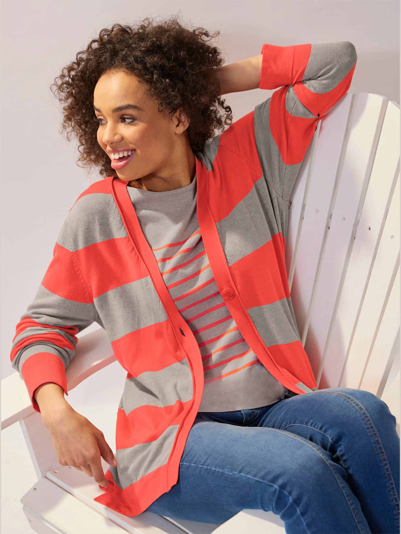 Veste en tricot larges rayures