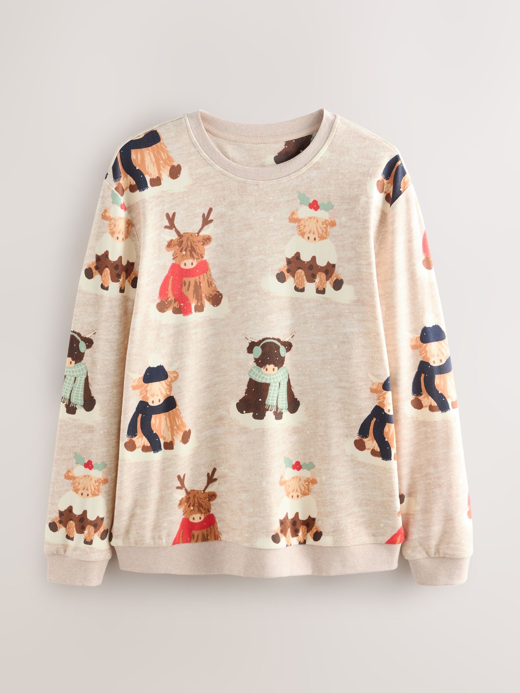 Havermout Hamish The Highland Cow - Bijpassende familie Kerstmis Pyjama's met Lange mouwen