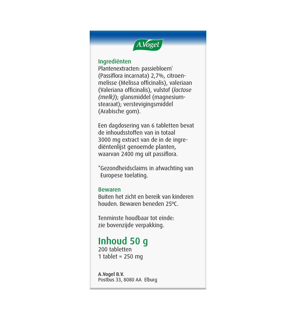 A.Vogel Passiflora rustgevend (200 tabletten)